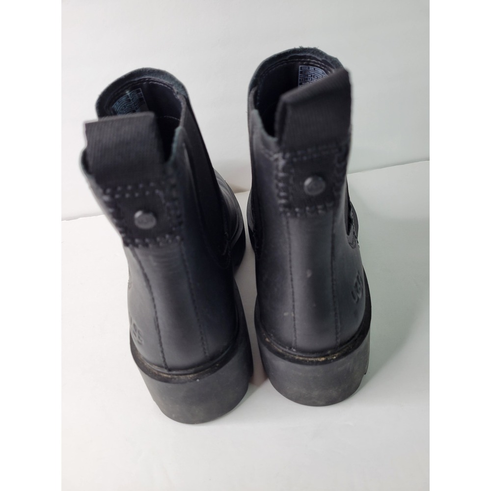 UGG Ashton Chelsea Waterproof Black Leather Lug Sole Boots 1115891 Womens 7.5 - Picture 4 of 7